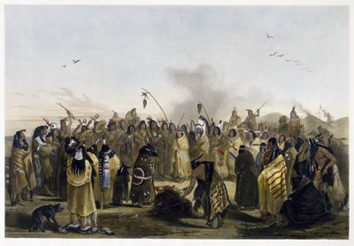 Scalp Dance of the Minitarres, 1843-1844 by Karl Bodmer